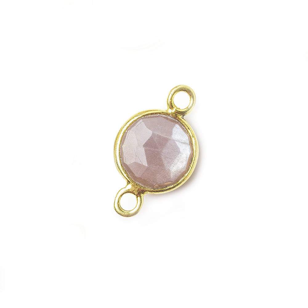 8mm Vermeil Bezel Grey Brown Moonstone faceteed coin Connector 1 piece (ONLINE ORDER ONLY)