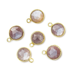 8mm Vermeil Bezel Grey Brown Moonstone faceteed coin Pendant 1 piece (ONLINE ORDER ONLY)