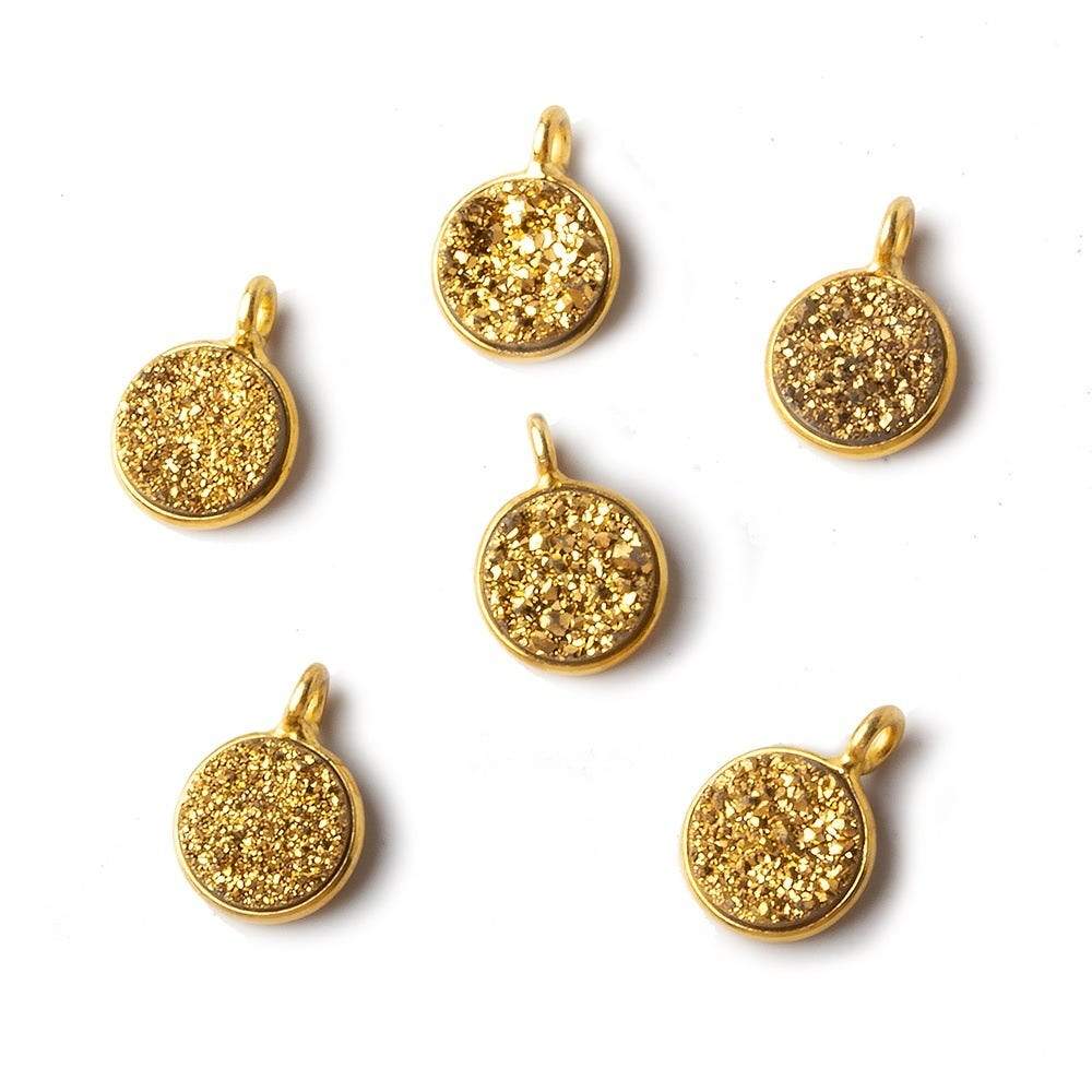 8mm Vermeil Bezel Titanium Gold Coin Drusy Pendant Set of 4 Pieces (ONLINE ORDER ONLY)