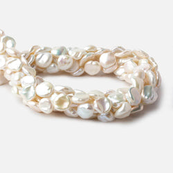 8x10-12x14mm Rose' White Keshi straight drilled Freshwater Pearls 16 inch 32 pieces AAA (ONLINE ORDER ONLY)