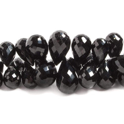 10x8mm-17x11mm Black Spinel Faceted Tear Drop Briolette 8 Inch 65 pieces (ONLINE ORDER ONLY)