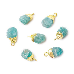 8x4x5mm Gold Leafed Sea Aqua Chalcedony Unpolished Natural Crystal Pendant 1 piece (ONLINE ORDER ONLY)
