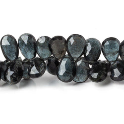 8x5-11x7mm Black Moss Aquamarine Faceted Pear Beads 8 inch 68 pieces AA (ONLINE ORDER ONLY)