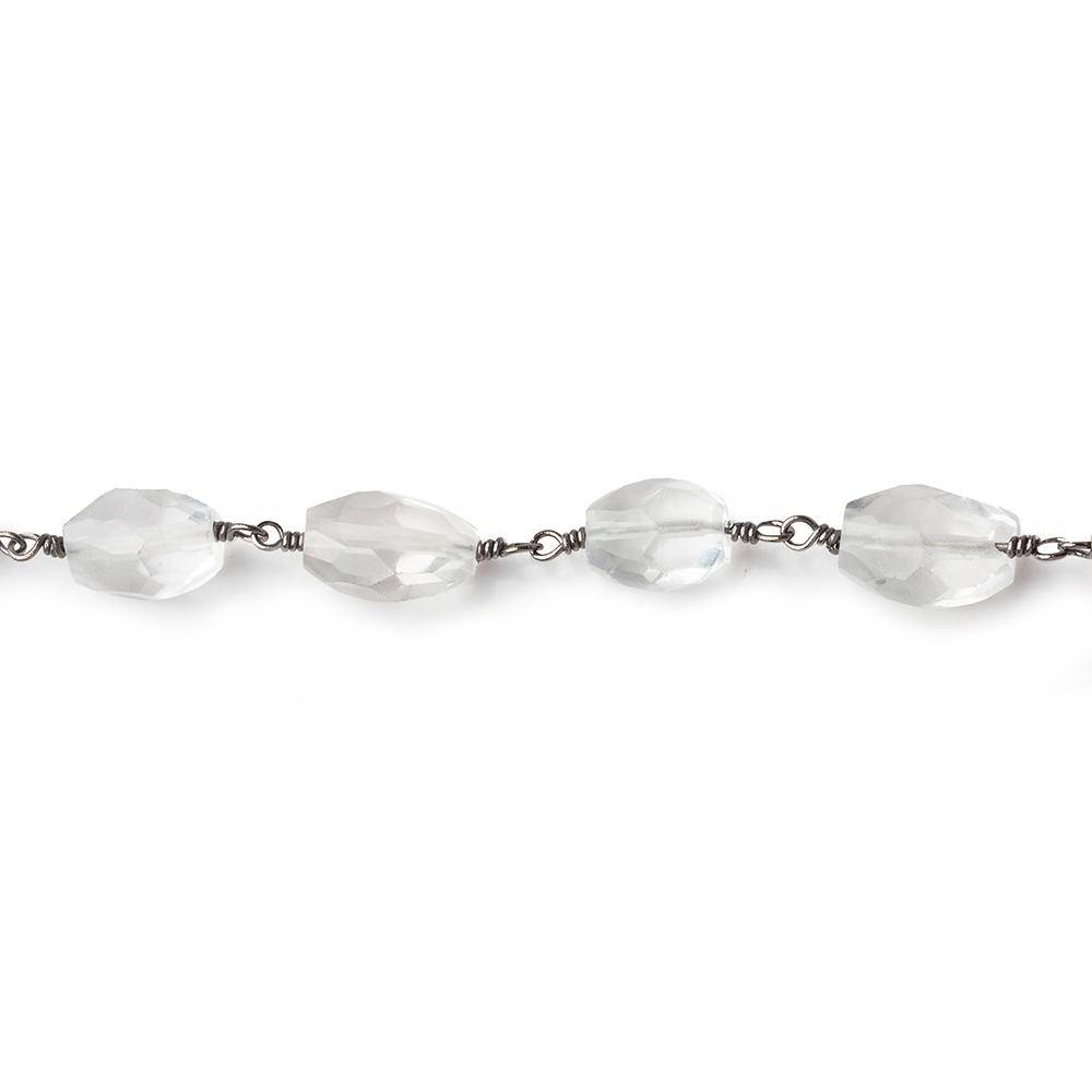 8x5-11x7mm Crystal Quartz Faceted Nugget Black Gold Chain by the foot (ONLINE ORDER ONLY)