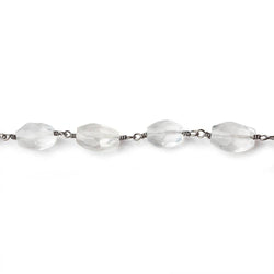 8x5-11x7mm Crystal Quartz Faceted Nugget Black Gold Chain by the foot (ONLINE ORDER ONLY)