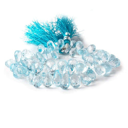 8x5-12x6mm Sky Blue Topaz Tear Drop Briolette 8 inch 66 beads AAA (ONLINE ORDER ONLY)