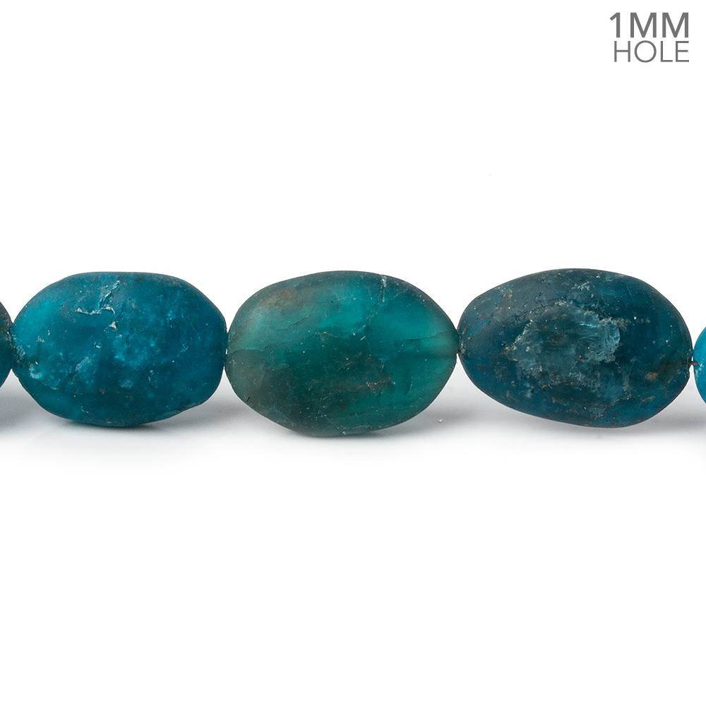 8x5-15x9mm Matte Neon Blue Apatite plain nuggets 7.5 inch 13 beads (ONLINE ORDER ONLY)