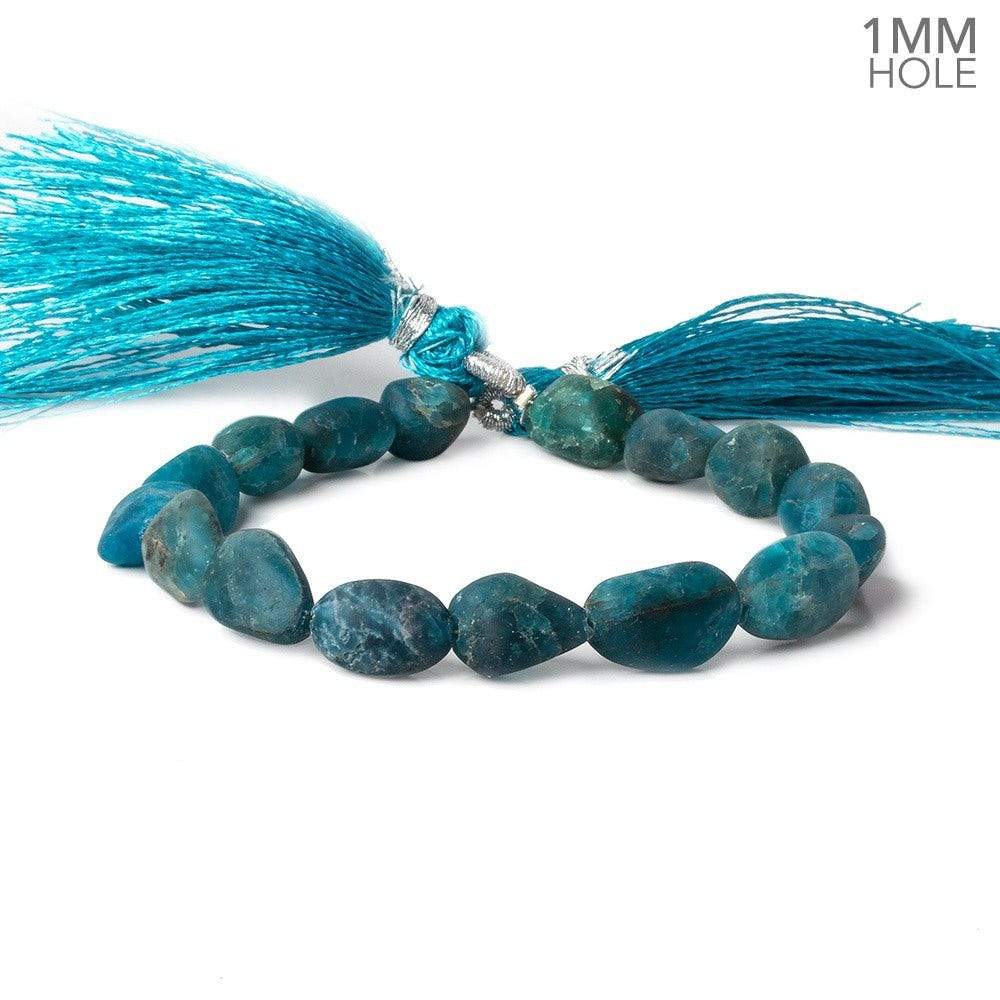 8x5-15x9mm Matte Neon Blue Apatite plain nuggets 7.5 inch 13 beads (ONLINE ORDER ONLY)