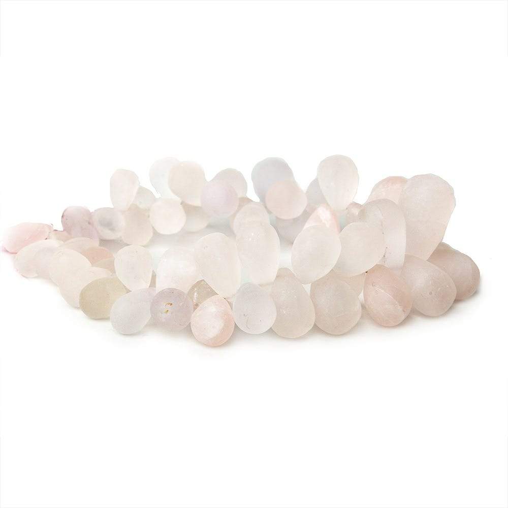 8x5-17x10mm Frosted Rose Quartz Plain Tear Drop 8 inch 59 pcs (ONLINE ORDER ONLY)