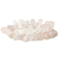 8x5-17x10mm Frosted Rose Quartz Plain Tear Drop 8 inch 59 pcs (ONLINE ORDER ONLY)
