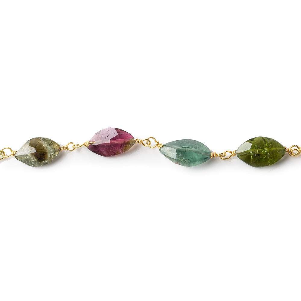 8x5mm Multi Color Tourmaline faceted marquise Vermeil Chain by the foot (ONLINE ORDER ONLY)