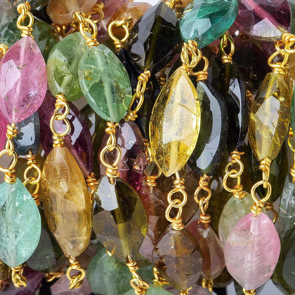 8x5mm Multi Color Tourmaline faceted marquise Vermeil Chain by the foot (ONLINE ORDER ONLY)