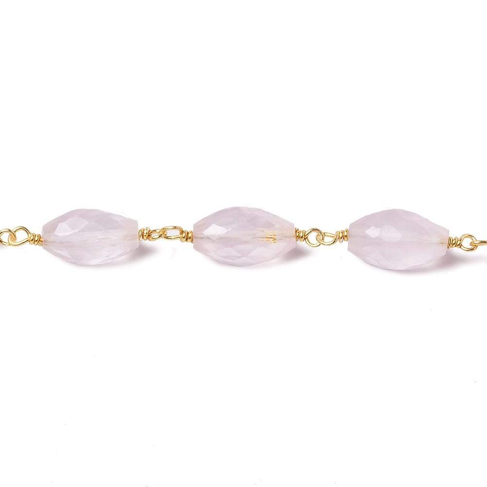 8x5mm Rose Quartz Faceted Navette Vermeil Chain by the foot 20 pieces (ONLINE ORDER ONLY)