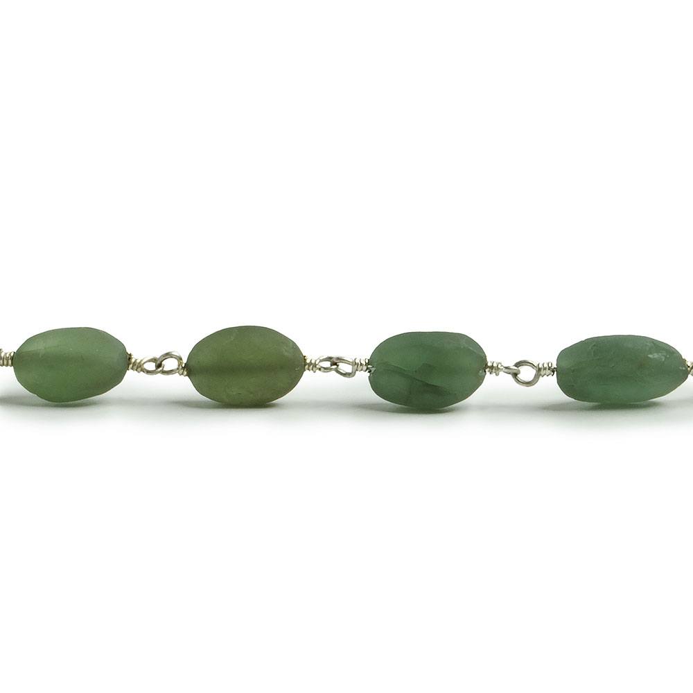 8x6-10x7mm Matte Serpentine plain nugget Silver plated Chain by the foot with approximately 21 pcs (ONLINE ORDER ONLY)