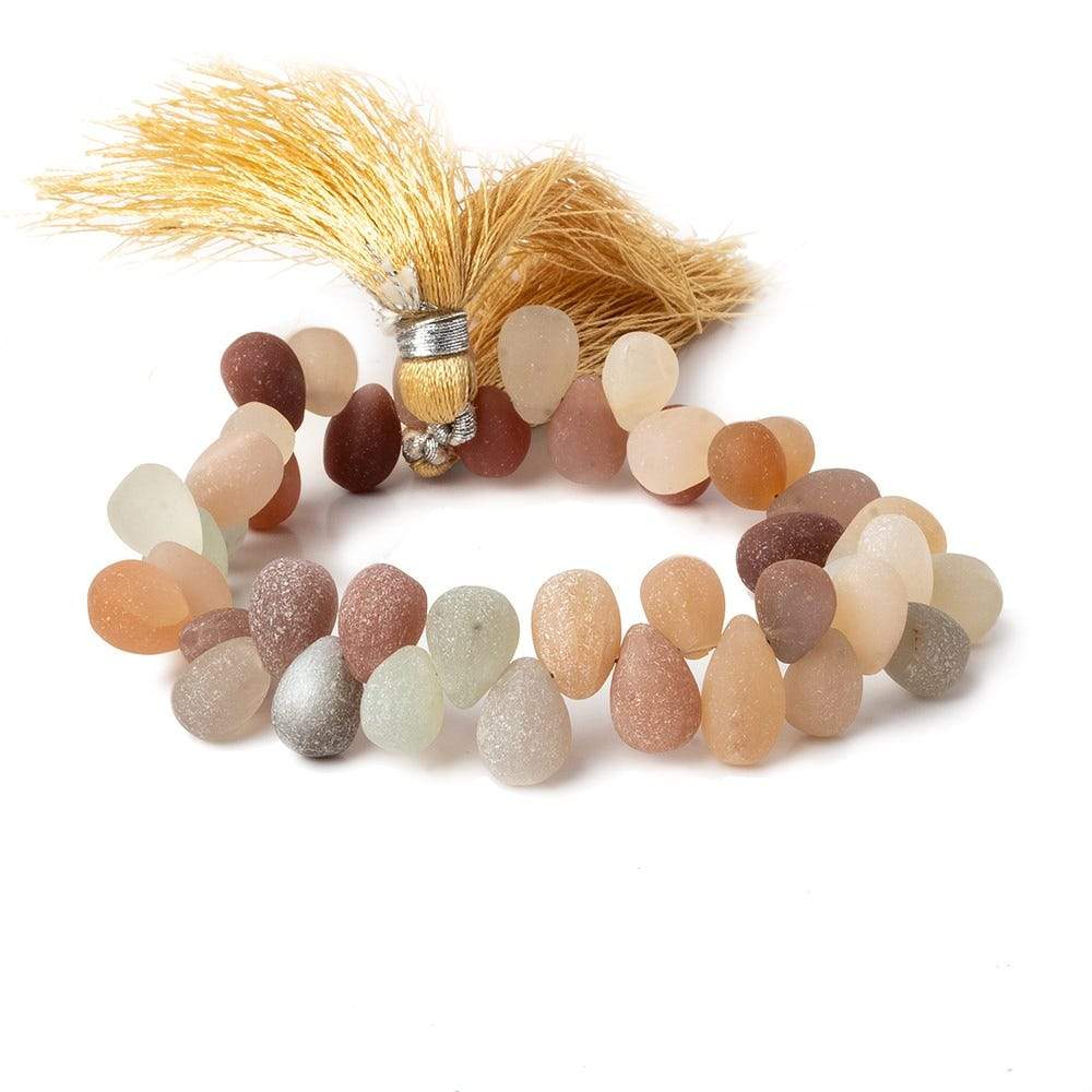 8x6-10x8mm Matte Multi Color Moonstone plain tear drops 8 inch 42 beads A (ONLINE ORDER ONLY)