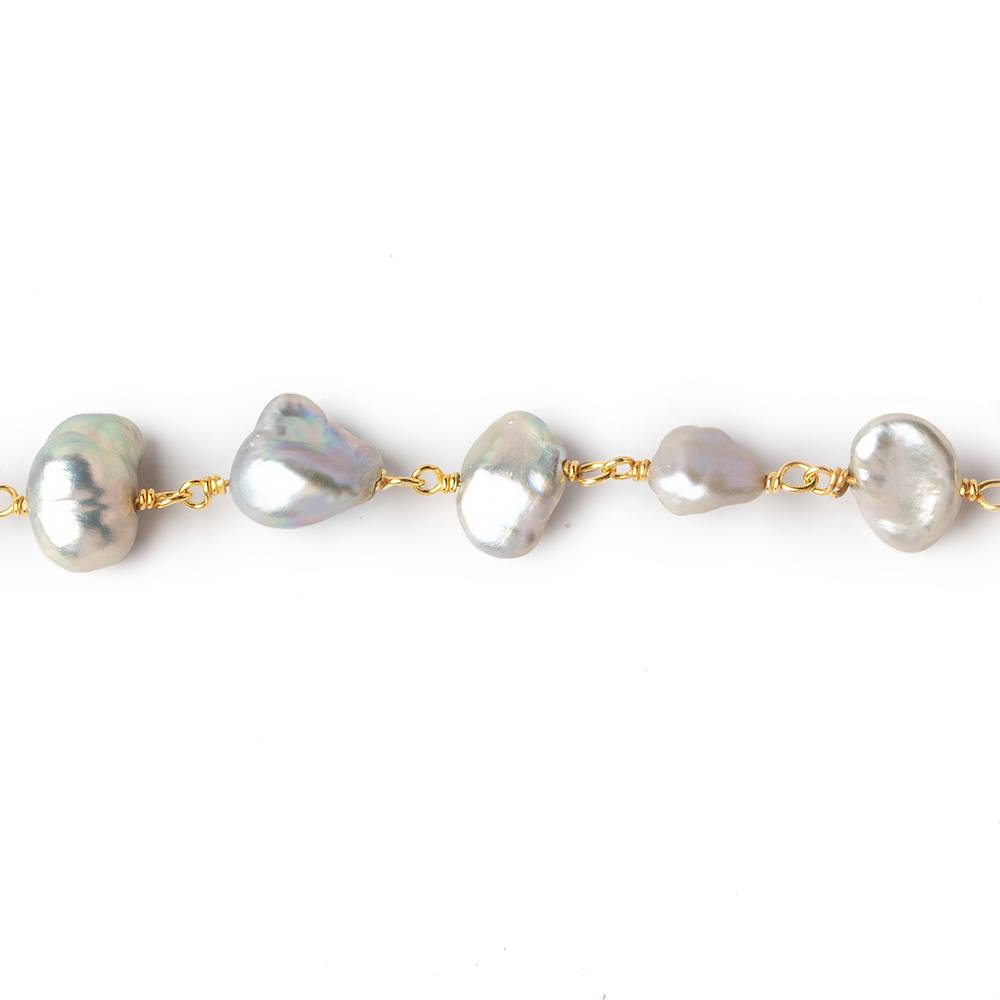 8x6-10x8mm Silver Keshi Freshwater Pearl Vermeil Chain by the foot (ONLINE ORDER ONLY)