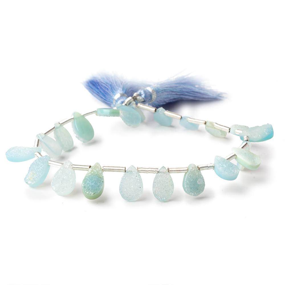 8x6-10x8mm Sky Blue Drusy Agate Pear Beads 8 inch 20 pieces (ONLINE ORDER ONLY)
