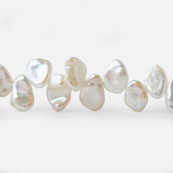 8x6-11x7mm White Top Drilled Keshi Freshwater Pearls 16 inch 77 pieces A (ONLINE ORDER ONLY)