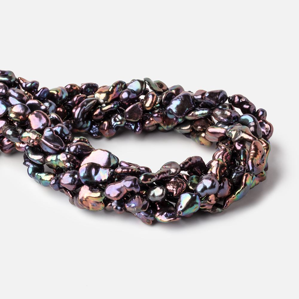 8x6-12x8mm Peacock Straight Drilled Keshi Freshwater Pearls 16 inch 26 Beads (ONLINE ORDER ONLY)