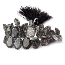 8x6-13x10mm Black Tourmalinated Quartz Bezel Faceted Oval Beads 6.5 inch 37 pcs (ONLINE ORDER ONLY)