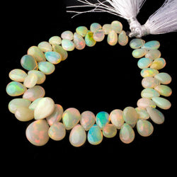 8x6-16x12mm Ethiopian Opal Plain Pear Beads 7.5 inch 55 pcs A Grade (ONLINE ORDER ONLY)