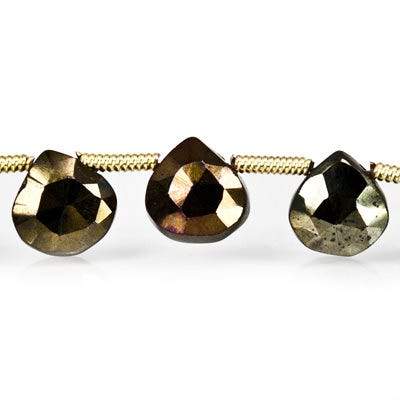 8x6- 9.5x7mm Plum Metallic Black Spinel Beads Faceted Pear Briolette 7.5 inch 20 pieces (ONLINE ORDER ONLY)