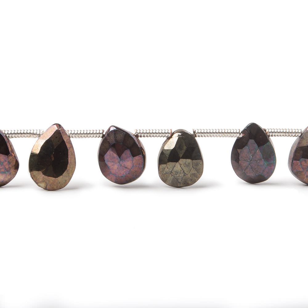 8x6- 9.5x7mm Plum Metallic Black Spinel Beads Faceted Pear Briolette 7.5 inch 20 pieces (ONLINE ORDER ONLY)