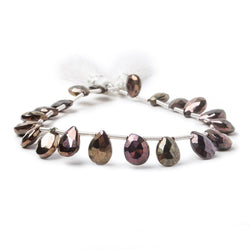 8x6- 9.5x7mm Plum Metallic Black Spinel Beads Faceted Pear Briolette 7.5 inch 20 pieces (ONLINE ORDER ONLY)