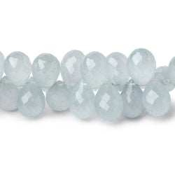 8x6-9x6.5mm Aquamarine Faceted Tear Drop Beads 7.5 inch 70 pieces AAA (ONLINE ORDER ONLY)