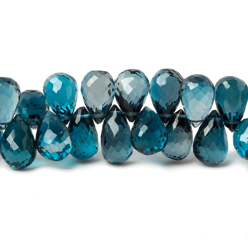 8x6-9x6mm Blue London Topaz Tear Drop Briolette 8.5 inch 72 pieces (ONLINE ORDER ONLY)
