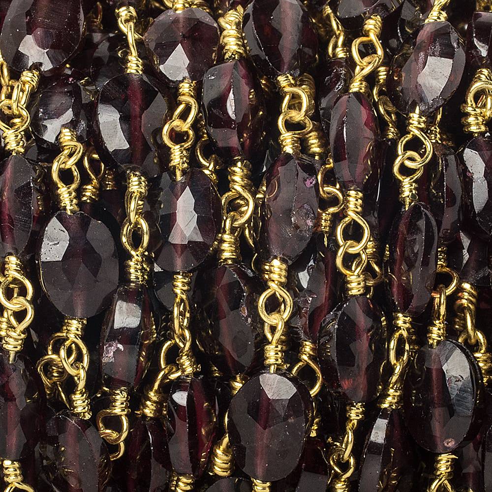 8x6-9x7mm Garnet faceted oval Gold Chain by the foot 20 pieces (ONLINE ORDER ONLY)