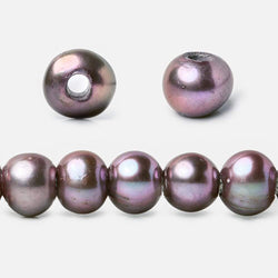8x6-9x7mm Purple Peacock 2.5mm Large Hole Off Round Freshwater Pearl 15 inch 58 pcs (ONLINE ORDER ONLY)
