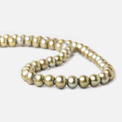 8x6-9x7mm Silver Sage 2.5mm Large Hole Off Round Freshwater Pearl 15 inch 58 pcs (ONLINE ORDER ONLY)