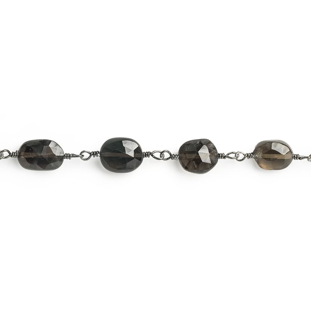 8x6-9x7mm Smoky Quartz faceted oval Black Gold Chain by the foot 20 pieces (ONLINE ORDER ONLY)