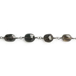 8x6-9x7mm Smoky Quartz faceted oval Black Gold Chain by the foot 20 pieces (ONLINE ORDER ONLY)