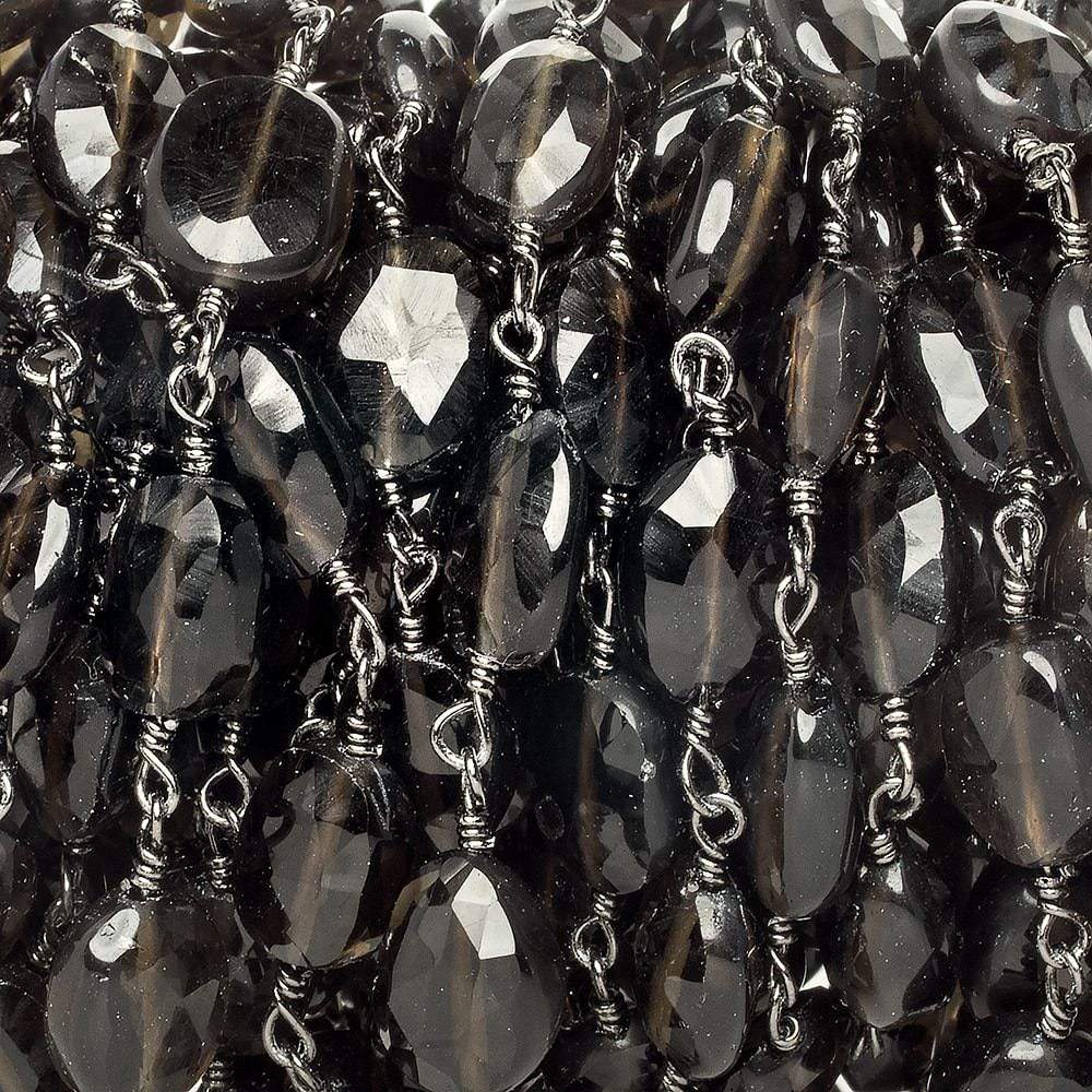 8x6-9x7mm Smoky Quartz faceted oval Black Gold Chain by the foot 20 pieces (ONLINE ORDER ONLY)