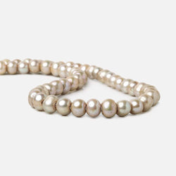 8x6-9x7mm Tea Rose Champagne 2.5mm Large Hole Off Round Freshwater Pearl 15 inch 59 pcs (ONLINE ORDER ONLY)