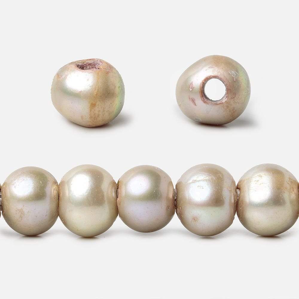 8x6-9x7mm Tea Rose Champagne 2.5mm Large Hole Off Round Freshwater Pearl 15 inch 59 pcs (ONLINE ORDER ONLY)
