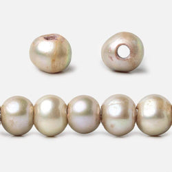 8x6-9x7mm Tea Rose Champagne 2.5mm Large Hole Off Round Freshwater Pearl 15 inch 59 pcs (ONLINE ORDER ONLY)