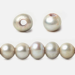 8x6-9x7mm Venetian Silver 2.5mm Large Hole Off Round Freshwater Pearl 15 inch 58 pcs (ONLINE ORDER ONLY)