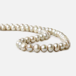 8x6-9x7mm Venetian Silver 2.5mm Large Hole Off Round Freshwater Pearl 15 inch 58 pcs (ONLINE ORDER ONLY)