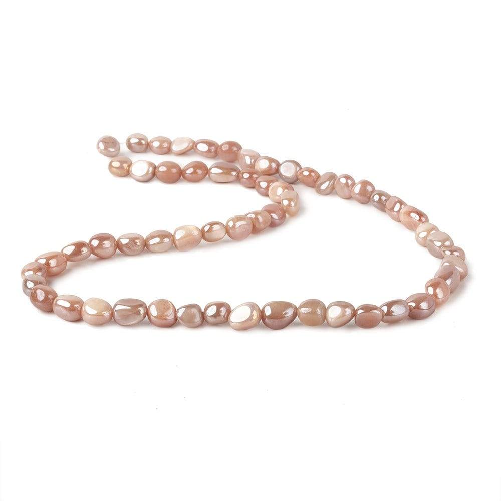 8x6-9x8mm Mystic Multi peach Moonstone plain nuggets 16 inch 45 beads (ONLINE ORDER ONLY)