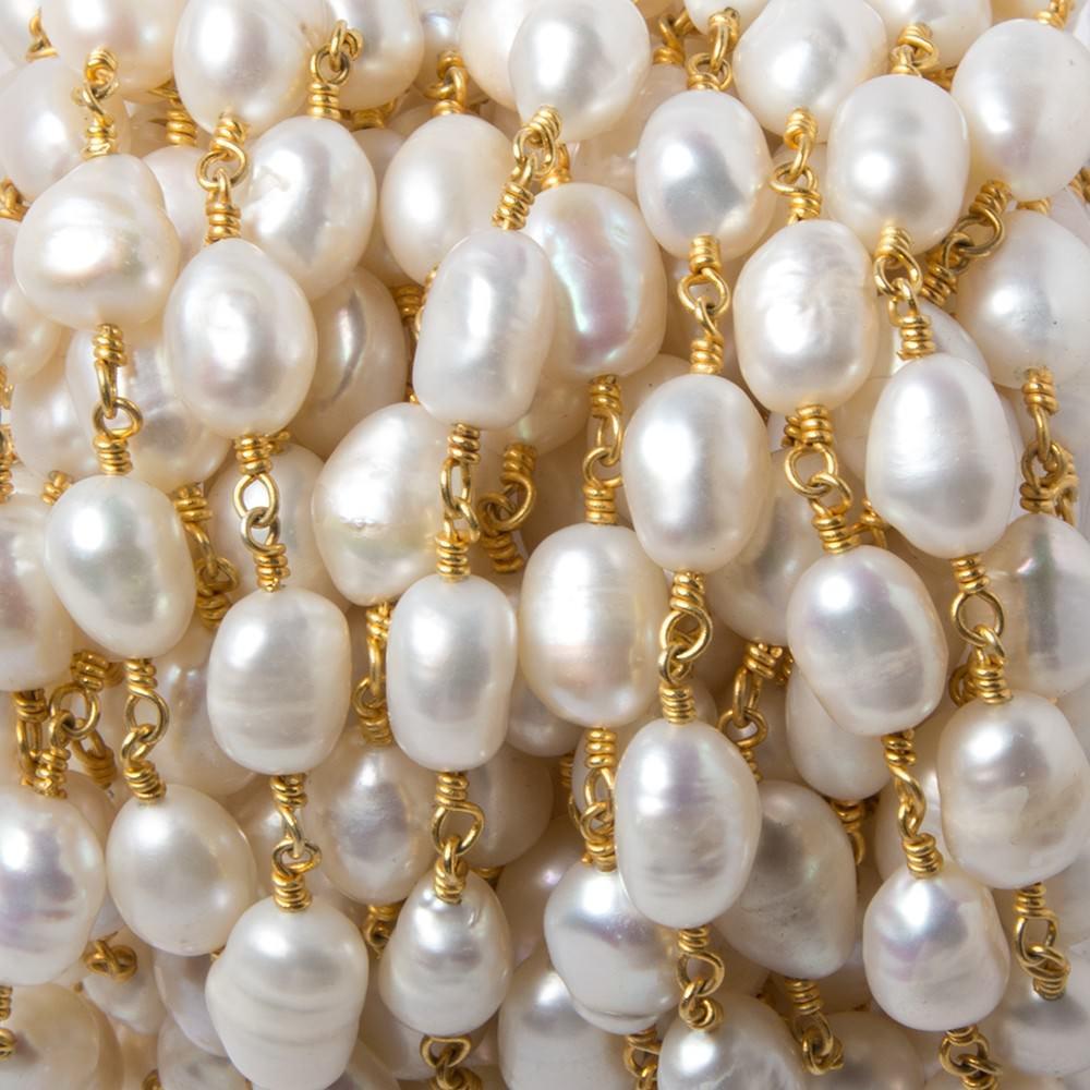 8x6mm-10x7mm Off White Baroque Pearl Vermeil Chain 20 pcs (ONLINE ORDER ONLY)
