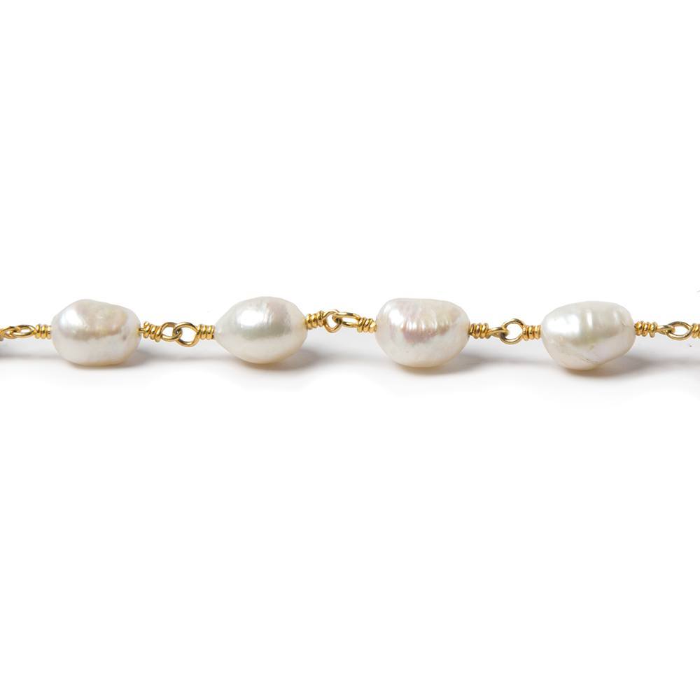 8x6mm-10x7mm Off White Baroque Pearl Vermeil Chain 20 pcs (ONLINE ORDER ONLY)