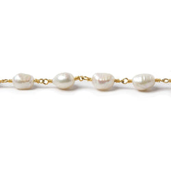 8x6mm-10x7mm Off White Baroque Pearl Vermeil Chain 20 pcs (ONLINE ORDER ONLY)