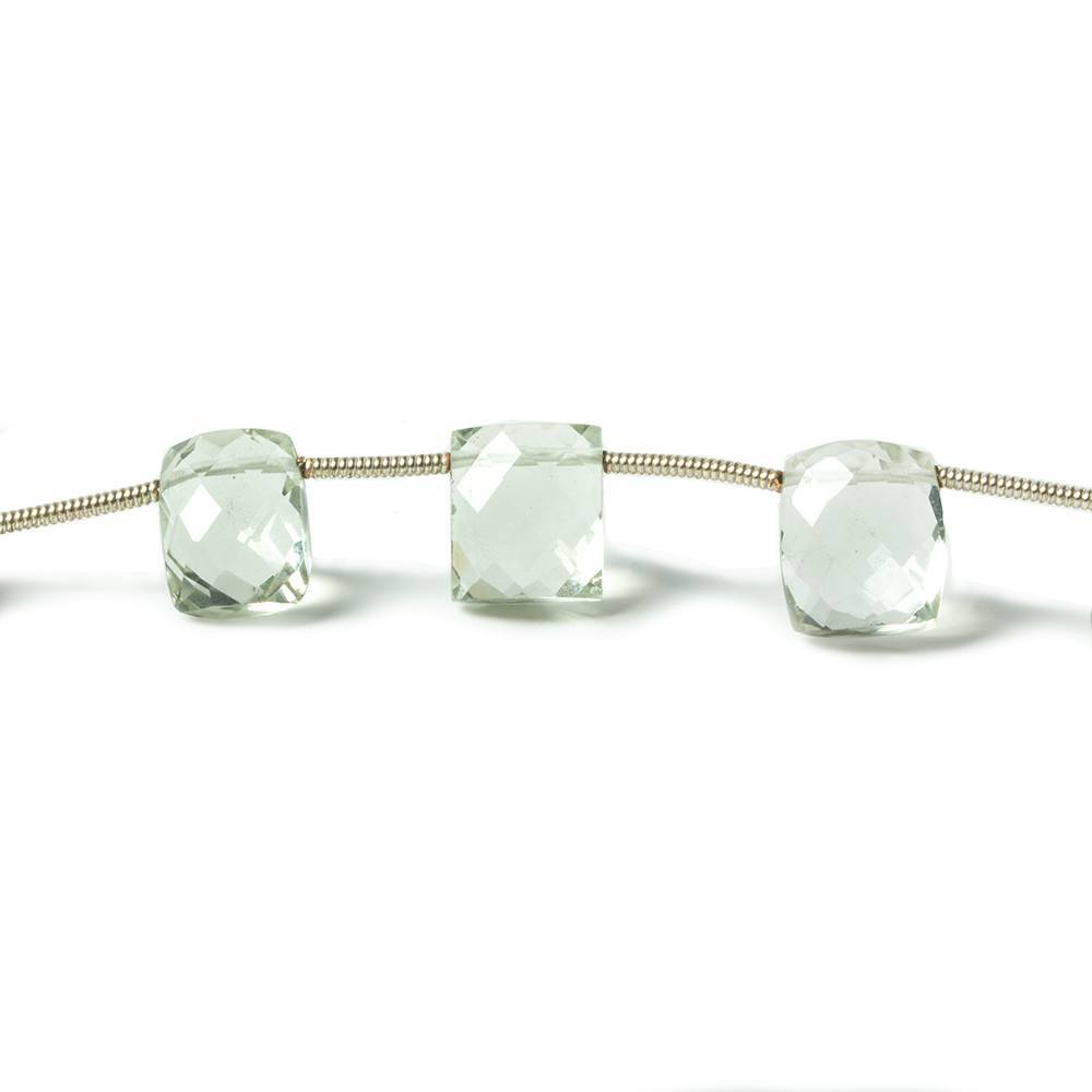 8x6-10x8mm Prasiolite Top Drilled Faceted Cushion Beads 8 inch 14 pieces (ONLINE ORDER ONLY)