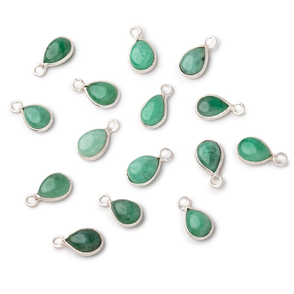 8x6mm .925 Silver Bezel Emerald Plain Pear Pendant 1 piece (ONLINE ORDER ONLY)