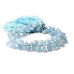 8x6mm Milky Aquamarine faceted pear beads 8 inch 65 pieces AA (ONLINE ORDER ONLY)