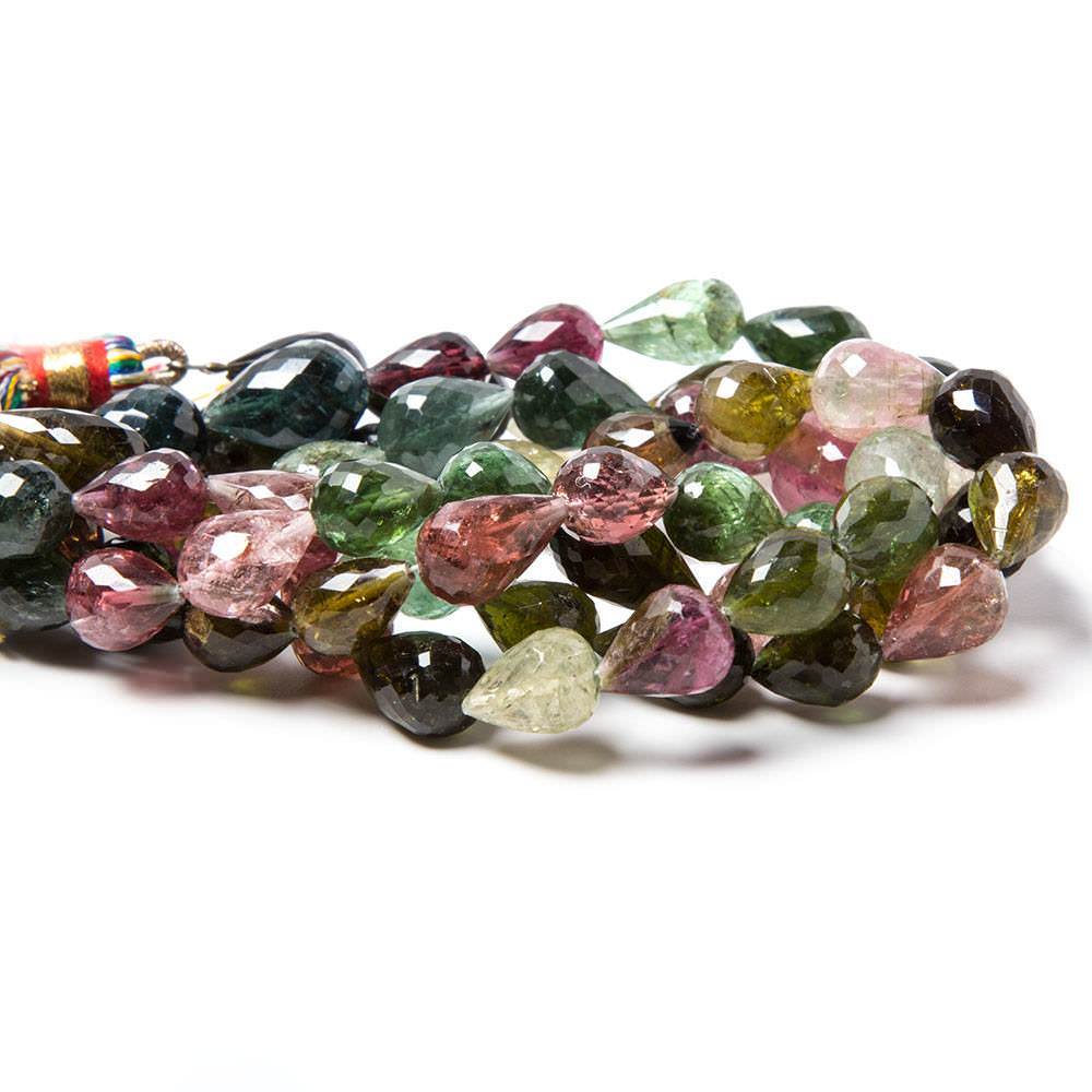8x7-11x7mm Multi Color Tourmaline Faceted Tear Drop Beads 8 inch 18 pieces (ONLINE ORDER ONLY)