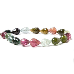8x7-11x7mm Multi Color Tourmaline Faceted Tear Drop Beads 8 inch 18 pieces (ONLINE ORDER ONLY)